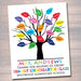 EDITABLE Custom Teacher Gift, PERSONALIZED Printable Class Tree Art, Teacher Thumbprint Tree Poster Teacher Appreciation Week Teacher Gift