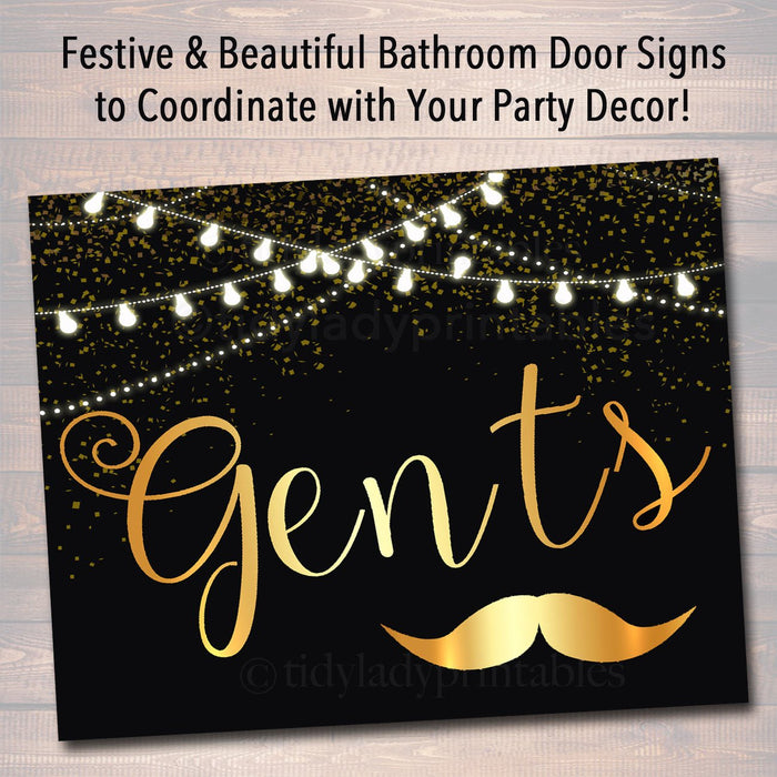 Bathroom Signs, Black and Gold Party Decor, Bathroom Basket Signs, Please Help Yourself Wedding Party Decorations Printable, Ladies & Gents