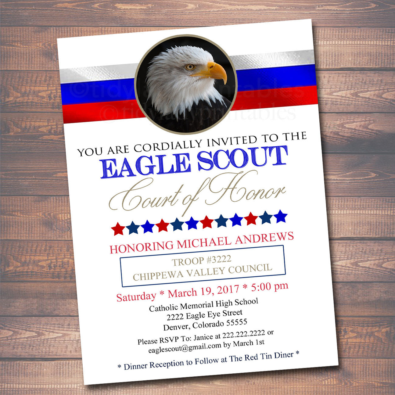 Eagle Scout Court of Honor Invitation Boy Scout Template — TidyLady ...