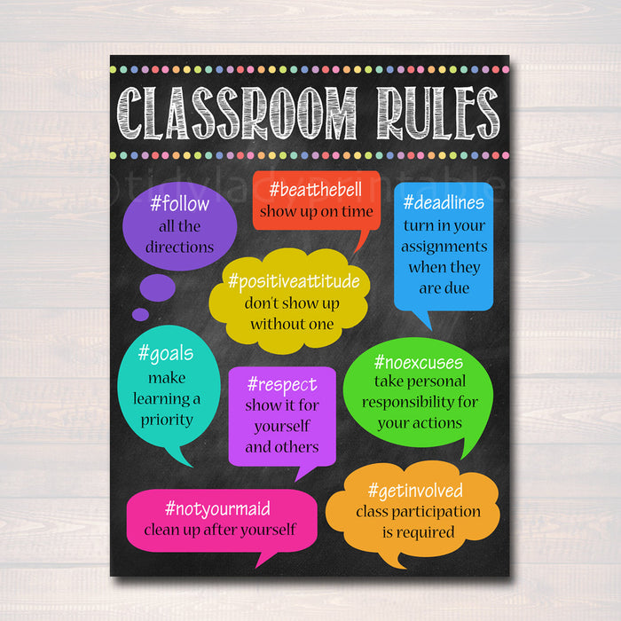 Hashtag Classroom Rules Poster, Classroom Policies Poster, Classroom Rules, Educational Motivational Poster, Class Policies