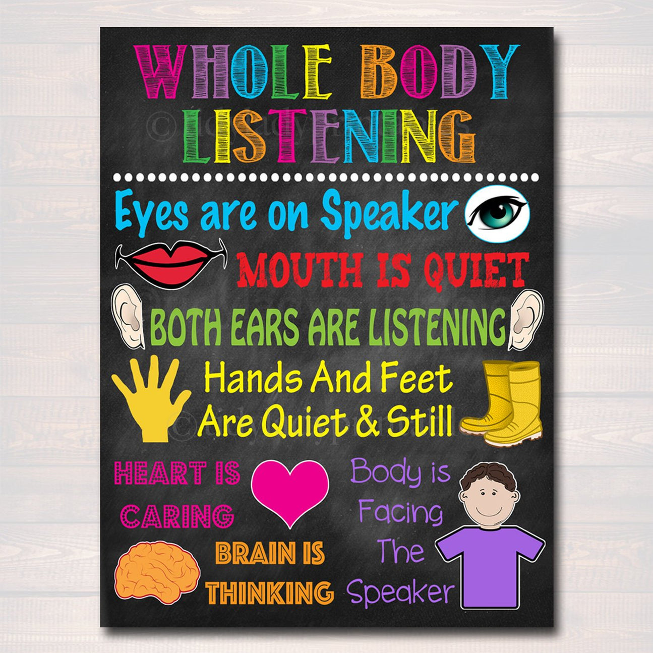 Whole Body Listening Poster | TidyLady Printables