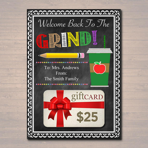 EDITABLE Coffee Card Holder, Thanks a Latte Gift Card Holder, Printable, Back To School Teacher Gift, Welcome to the Grind  INSTANT DOWNLOAD