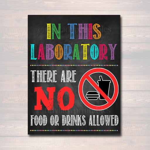 Laboratory Poster, No Food or Drinks Allowed School Poster, Science Classroom Decor, Classroom Management, INSTANT DOWNLOAD, Classroom Rules