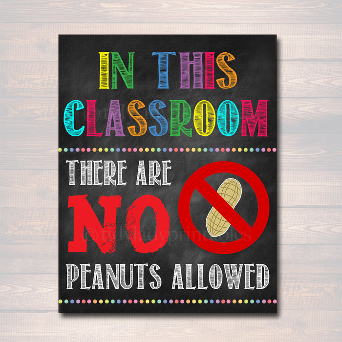 No Peanuts Allowed School Poster, Classroom Decor, Classroom Management  Classroom Poster no nuts sign, Class Allergy Poster