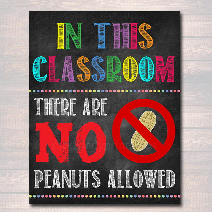 No Peanuts Allowed School Poster, Classroom Decor, Classroom Management  Classroom Poster no nuts sign, Class Allergy Poster