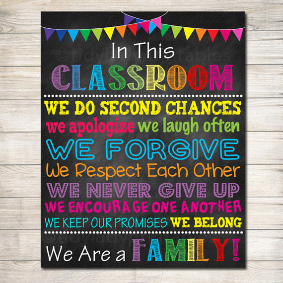 Printable Classroom Poster, Classroom Decor, Teacher Printable, When you Enter This Classroom Rules Sign, Teacher Gifts, We are a Family