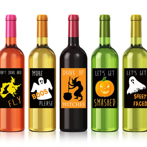 Printable Halloween Wine Labels, Funny Halloween Labels, Halloween Party Decor Halloween Gift, Drink up Witches Custom Wine Labels Set of 5