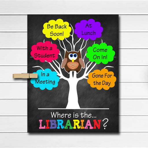 Where is the Librarian Door Sign, Classroom Decor, School Counselor Gifts, Office Door Hanger, Counselor Office Decor, Phsychology Office