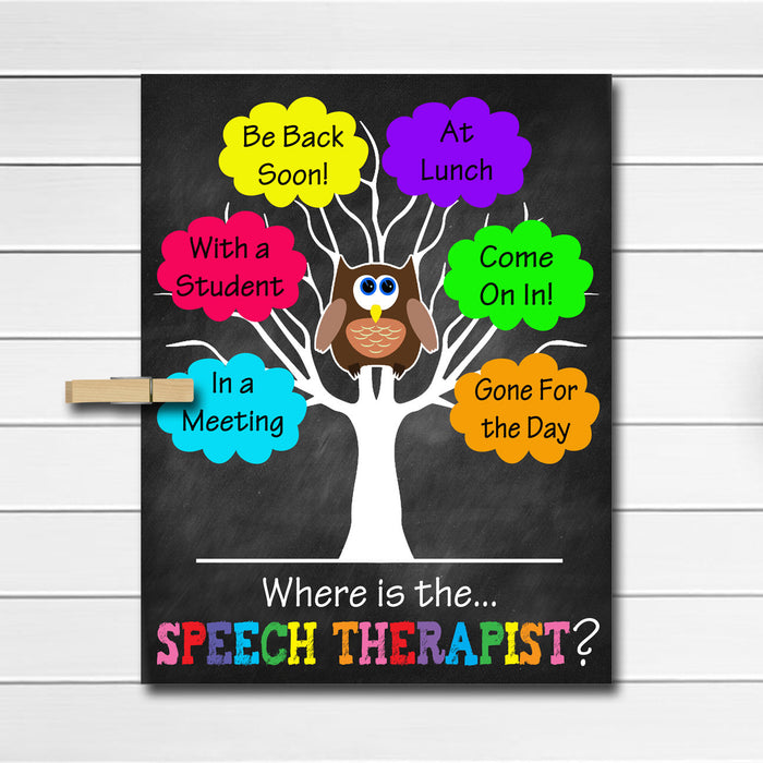 Where is the Speech Therapist Door Sign, Speech Therapist Gifts, Office Door Hanger, Therapist Office Decor Printable Sign, INSTANT DOWNLOAD