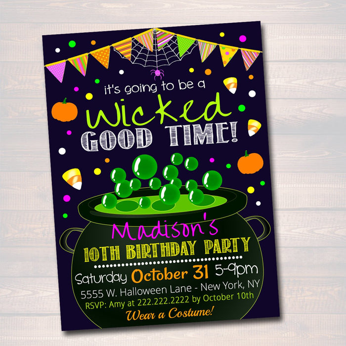 Printable Kid's Hallowen Party Invitation, Halloween Invite, Halloween Birthday Party, Costume Party Invitation, Wicked Good Time,