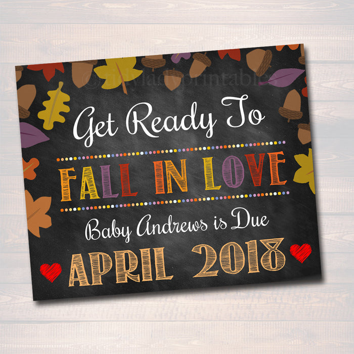 Fall Pregnancy Reveal, Thanksgiving Pregnancy Announcement, Printable Chalkboard Fall Photo Prop, Valentine's Baby Due Date Reveal Sign