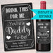 Drink This For Me You're A Daddy To Be, Digital Wine Label Pregnancy Announcement, New Dad Gift, Husband Spouse Pregnancy Reveal