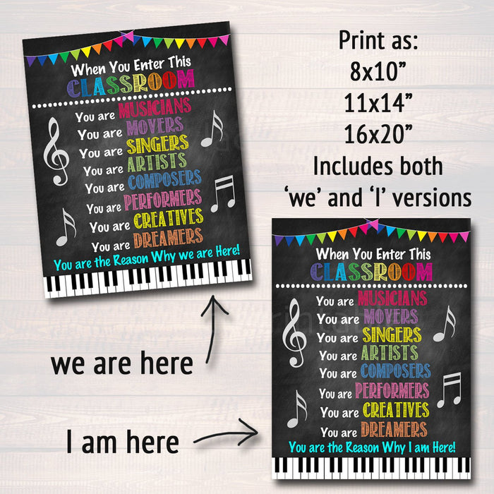 Music Teacher Classroom Printable Poster, Classroom Decor Drama Teacher Performing Arts, Music In This Classroom Rules Sign INSTANT DOWNLOAD