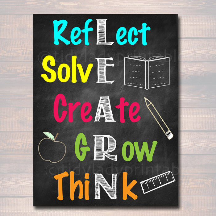LEARN Acronym Poster, Growth Mindset, INSTANT DOWNLOAD, Printable Motivational Wall Art, School Office, Classroom Decor, Teacher Chalkboard