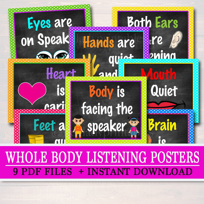 Whole Body Listening Poster Set | TidyLady Printables whole-body-listening-poster-set-tidylady-printables