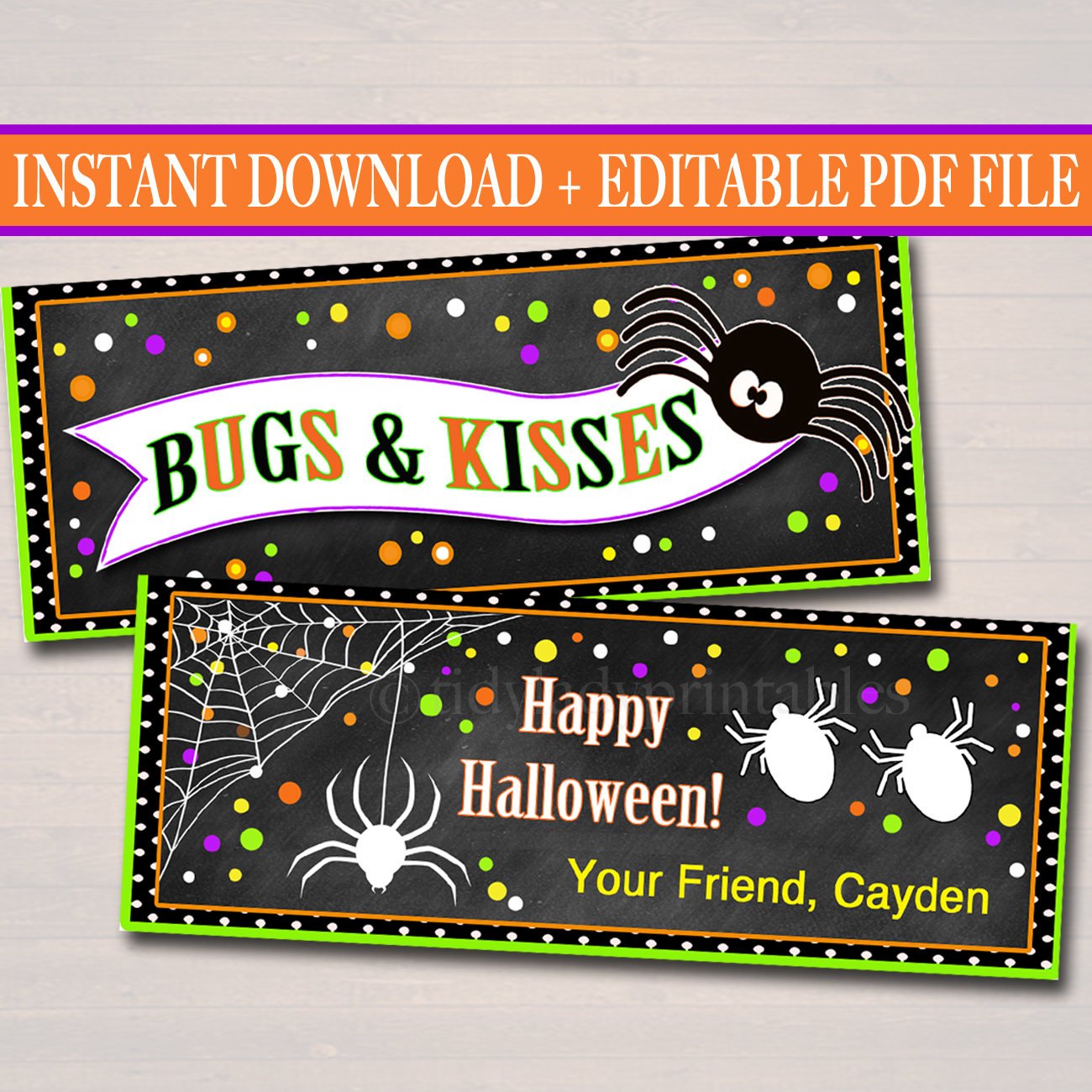 Bugs & Kisses Halloween Treat Bag Topper — TidyLady Printables for Bugs And Kisses Free Printable