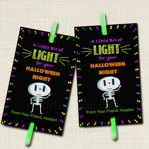 EDITABLE Glow Stick Favor Tags, Glow Stick Labels, Printable Trick or Treat Tags, Kids Halloween Night, Non-Candy Treats INSTANT DOWNLOAD