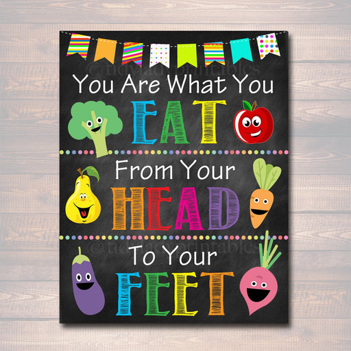 School HEALTH Poster, Cafeteria Poster, Printable, INSTANT DOWNLOAD Lunchroom School Teacher Sign, Cafeteria Wall Art, You Are What You Eat