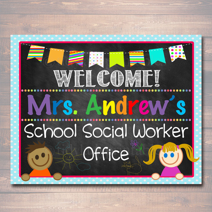 Social Worker Door Sign - Editable DIY Template