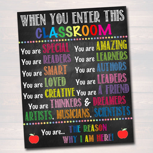 Printable Classroom Poster, Classroom Decor, Teacher Printable, INSTANT DOWNLOAD, When you Enter This Classroom Rules Sign, Teacher Gifts