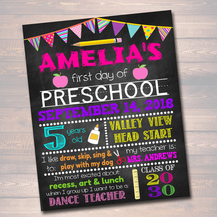 EDITABLE Back to School Photo Prop Back to School Chalkboard Poster Personalized School Chalkboard Sign, First Grade Sign, 1st Day of School