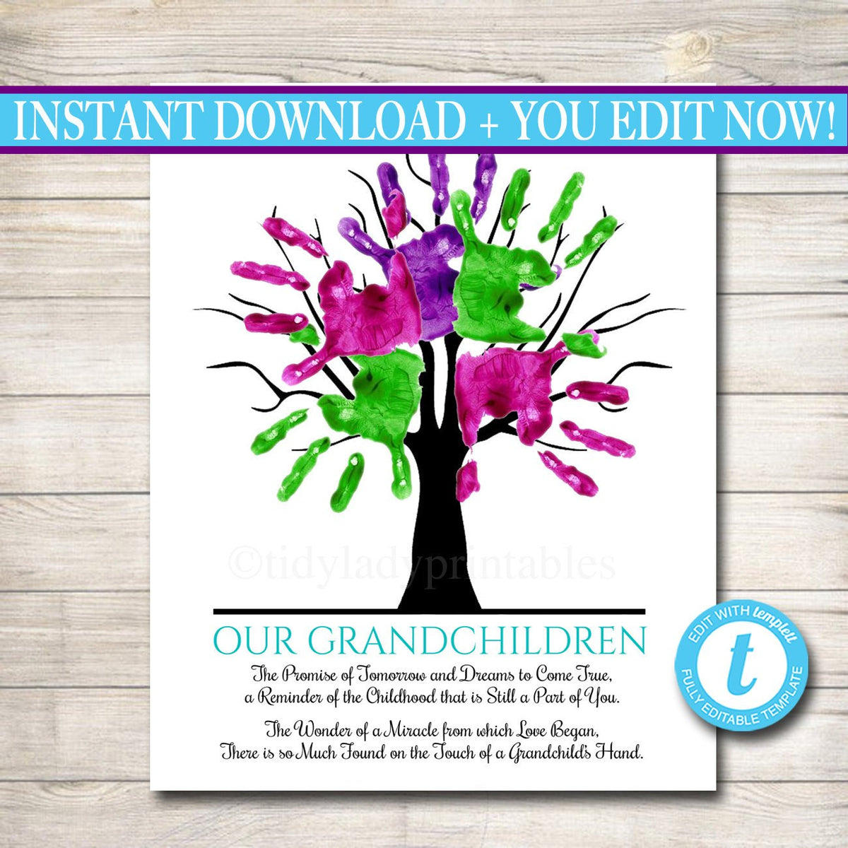 grandparents-day-gift-grandkids-thumbprint-art-tidylady-printables for Free Printable Grandparents Day Poems Grandparents Day Gift | Grandkids Thumbprint Art — TidyLady Printables for Free Printable Grandparents Day Poems