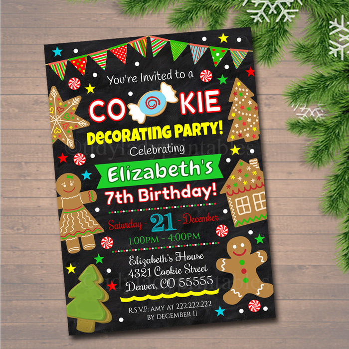 Christmas Cookie Decorating Party Invitation, Christmas Party Invite Holiday Birthday Invite Kids Xmas, Holiday Ugly Sweater Invite