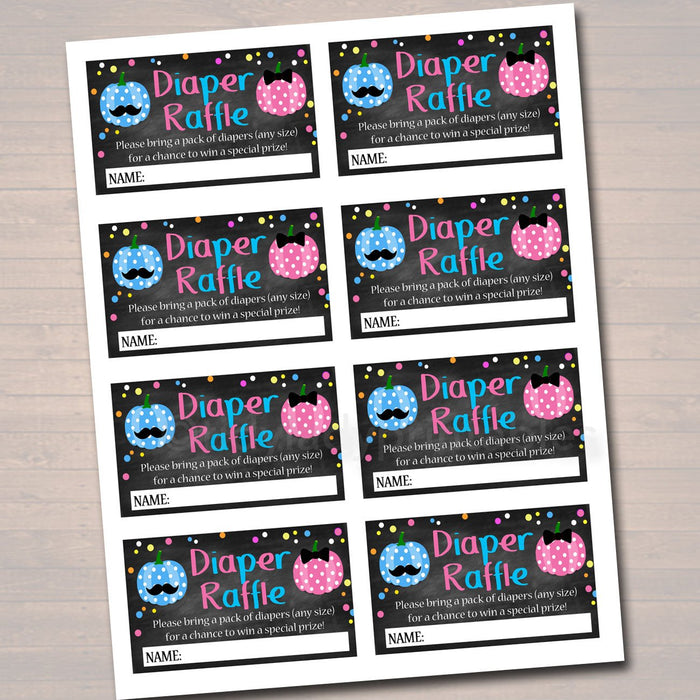 Printable Diaper Raffle Cards Gender Reveal Party — TidyLady Printables printable-diaper-raffle-cards-gender-reveal-party-tidylady-printables