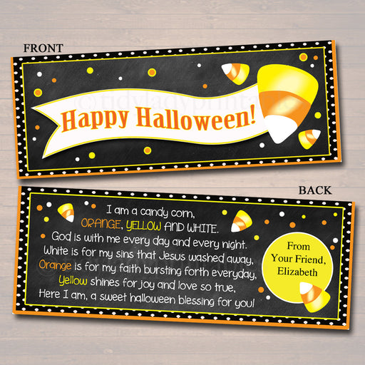 Halloween Treat Bag Toppers, Halloween Favor Tags, Religious Candy Corn Labels, Printable Trick or Treat, Kids Halloween, INSTANT DOWNLOAD