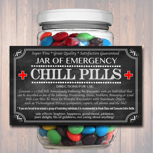 Chill Pills Label, Chalkboard Label Gag Gift Professional Office Gift, Christmas Gift, Birthday Gift, Boss Gift, Cowork Gift Printable Label