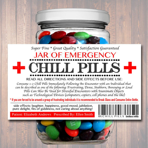 EDITABLE Chill Pills Label, Funny Gag Gift Professional Office Gift, Christmas Gift, Birthday Gift, Boss Gift, Cowork Gift Printable Label