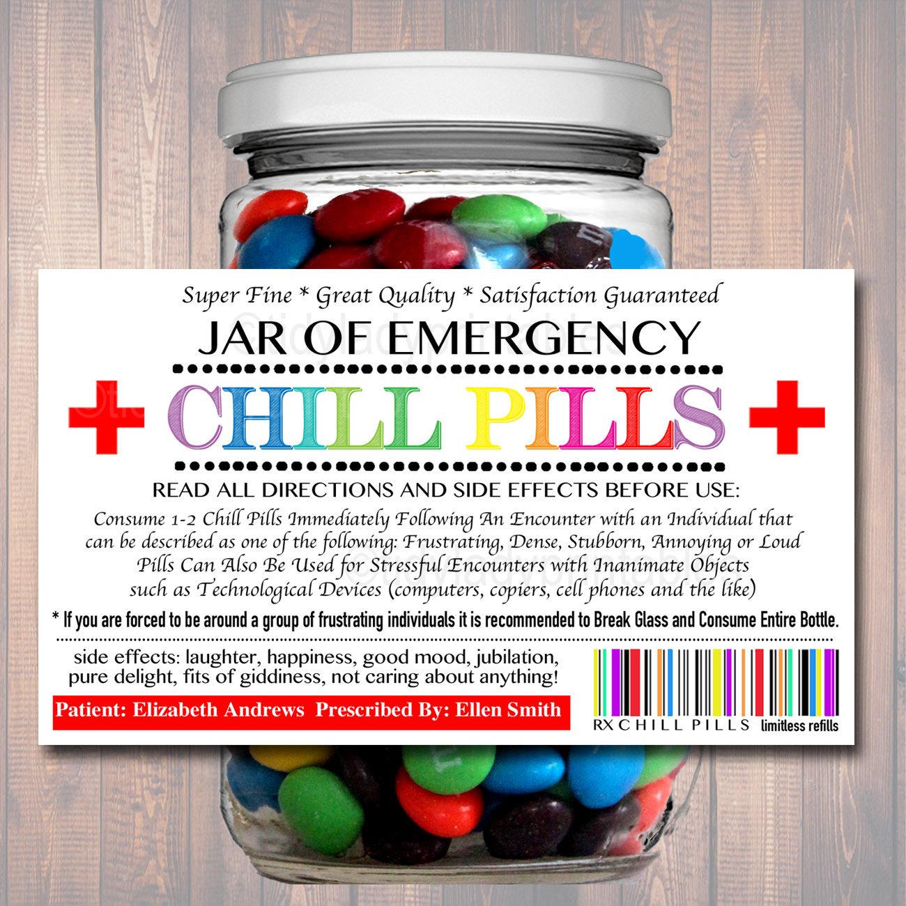 chill pill label funny gag gift teacher & staff appreciation