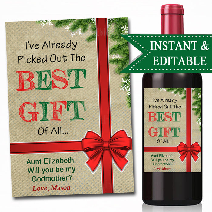 Christmas Godparent Ask Wine Label | TidyLady Printables christmas-godparent-ask-wine-label-tidylady-printables