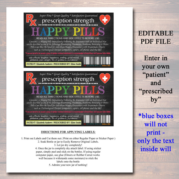 Happy Pills Label | TidyLady Printables