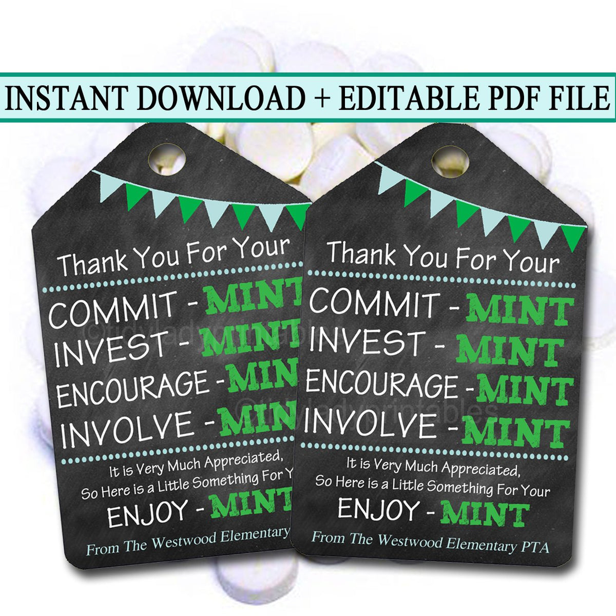 Printable Thank You Mint Appreciation Gift Tags — TidyLady Printables