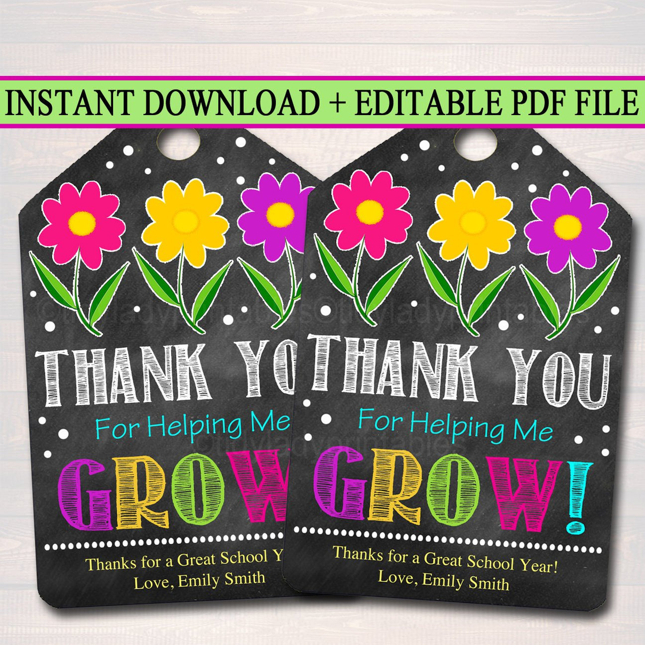 Thank You For Helping Me Grow - Appreciation Printable Tags — TidyLady ...