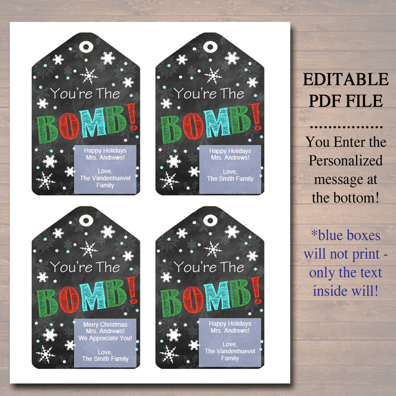 You're The Bomb Christmas Gift Tags | TidyLady Printables