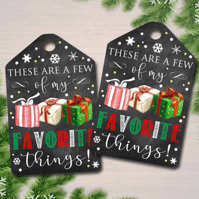 Favorite Things Party Gift Tags, Teacher, Printable Labels, Girl's Xmas Party Ladies Stocking Stuffer, Christmas Favor Tag, INSTANT DOWNLOAD