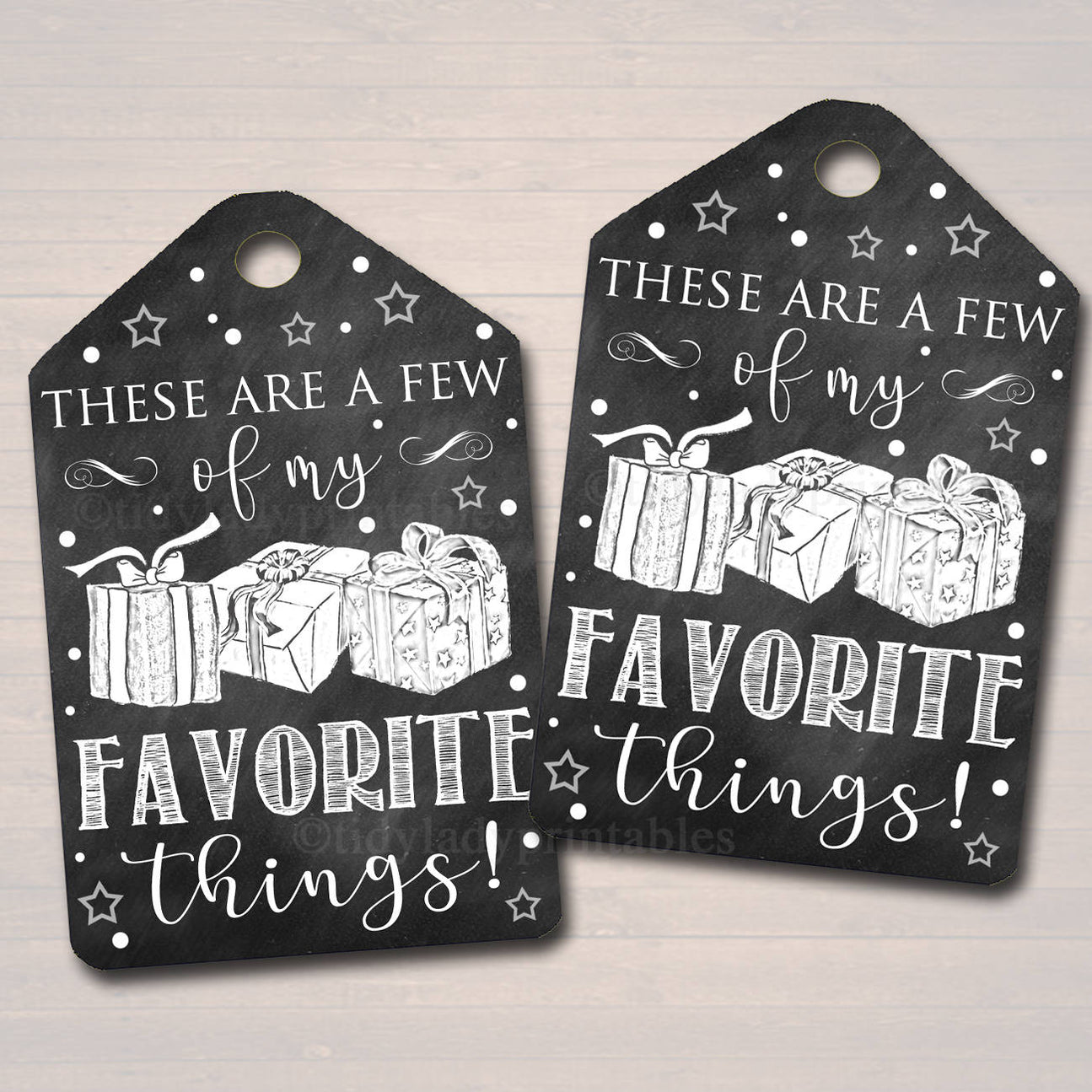 Favorite Things Party Gift Tags, Teacher, Printable Labels, Girl's Xma ...