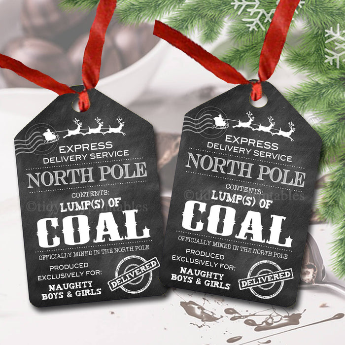 Lump Of Coal North Pole Delivery Tags, Printable Label Santa's Naughty List Stocking Stuffer Bath Bomb Soap Chocolate Favor INSTANT DOWNLOAD
