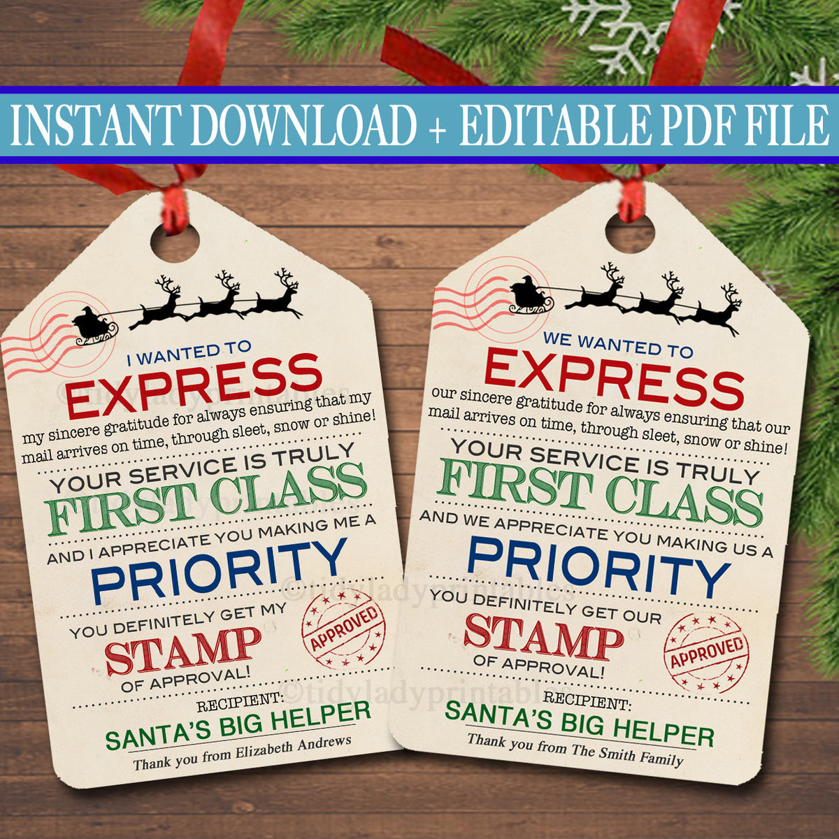 Christmas Mailman Gift Tag | TidyLady Printables