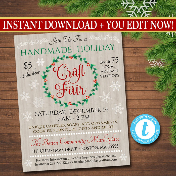Holiday Craft Fair Flyer - Christmas Craft Show Invitation — TidyLady Printables holiday-craft-fair-flyer-christmas-craft-show-invitation-tidylady-printables