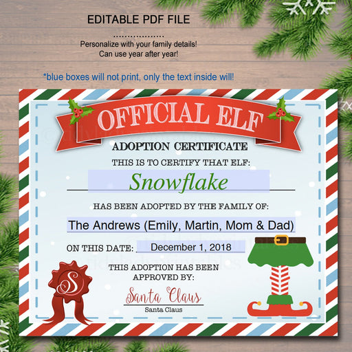 EDITABLE Elf Adoption Certificate, Elf Letters Notes from the Elf, Elf Report Card, Elf Activity Santa North Pole Printable INSTANT DOWNLOAD