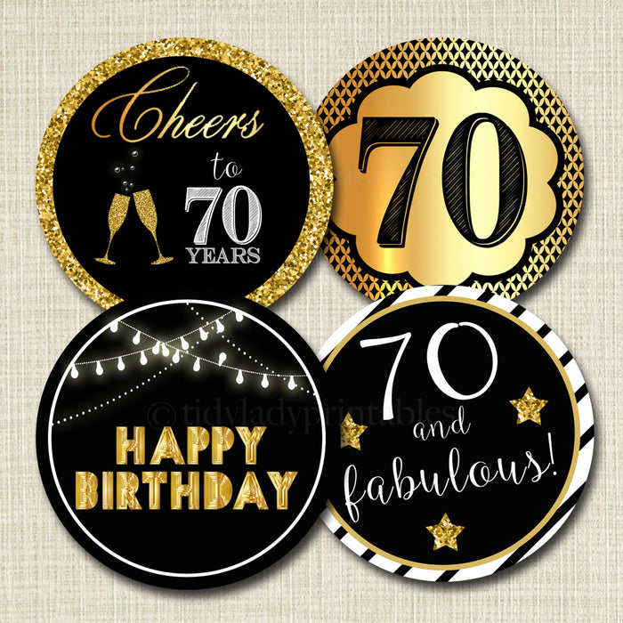 70th Birthday Cupcake Toppers PRINTABLE Cheers to Seventy Year Cupcake Decoration 70th Birthday Cake Decor 70th Party Decor INSTANT DOWNLOAD