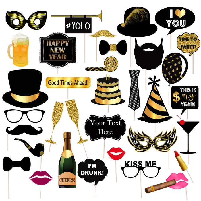 EDITABLE New Years Party Props, Printable Photo Booth Props INSTANT DOWNLOAD, New Years Eve Party Props, Photobooth Signs, Happy New Year