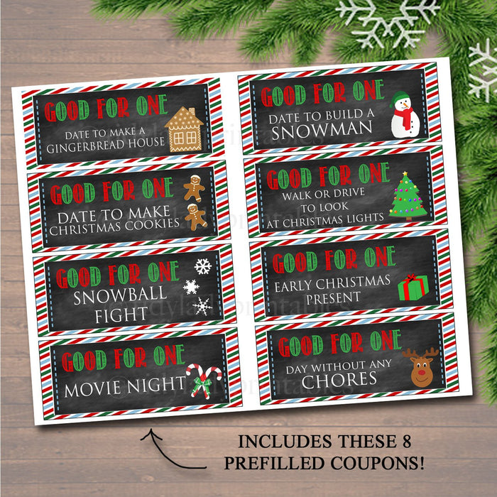 EDITABLE Kid's Christmas Coupon Book, INSTANT DOWNLOAD, Printable Holiday Coupons, Stocking Stuffer, Kid's Behavior Xmas Coupon Booklet