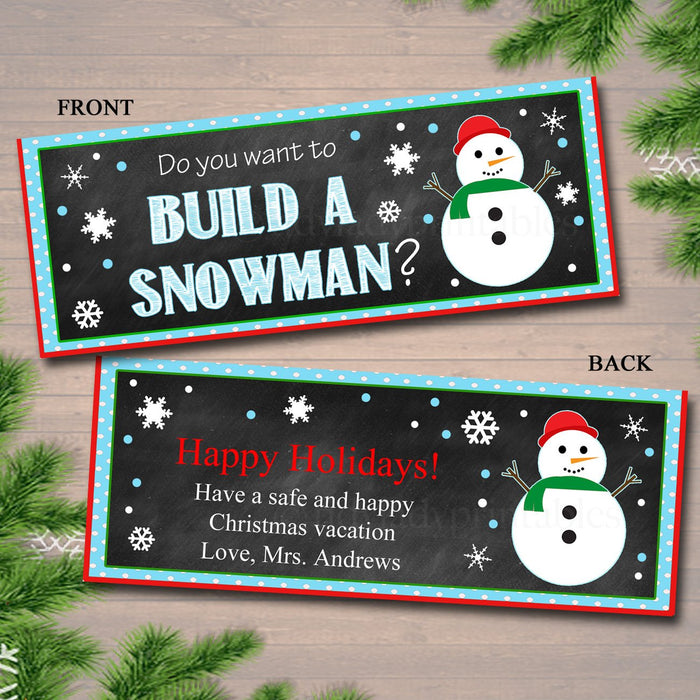 EDITABLE Snowman Bag Toppers, Printable Build a Snowman Tags, INSTANT DOWNLOAD, Christmas Bag Toppers, Hot Cocoa Bag Topper, Teacher Gifts