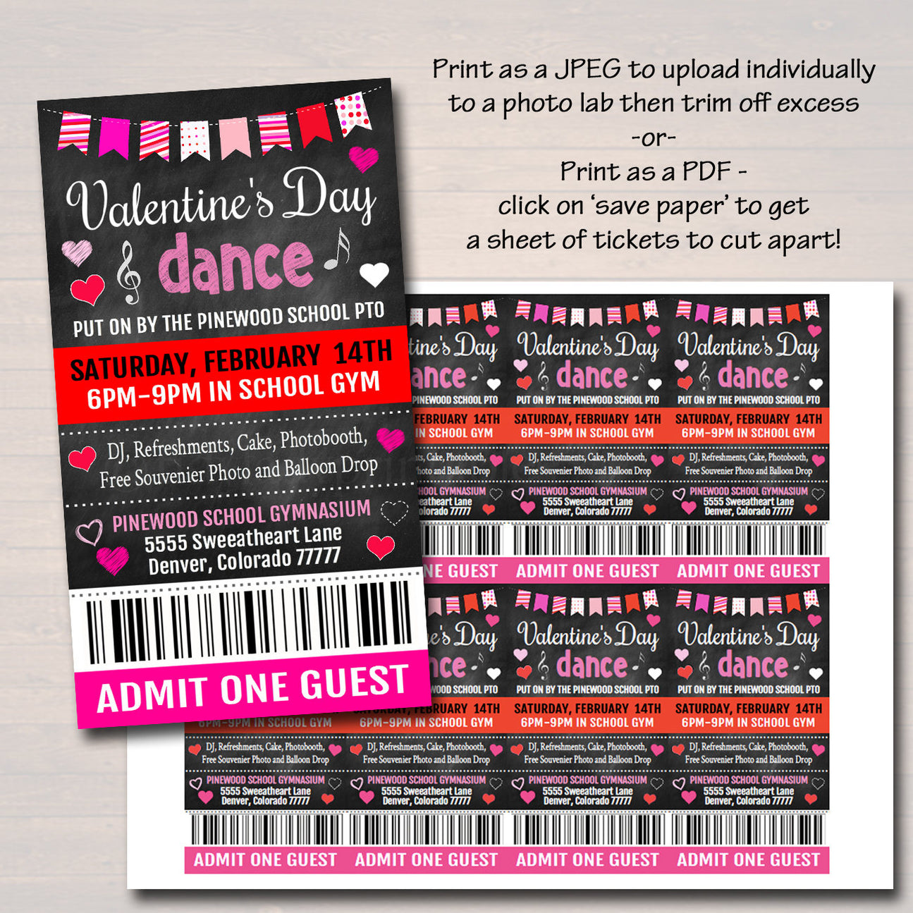 Valentine's Day Dance Set School Dance Flyer Party Invite, Church Comm ...