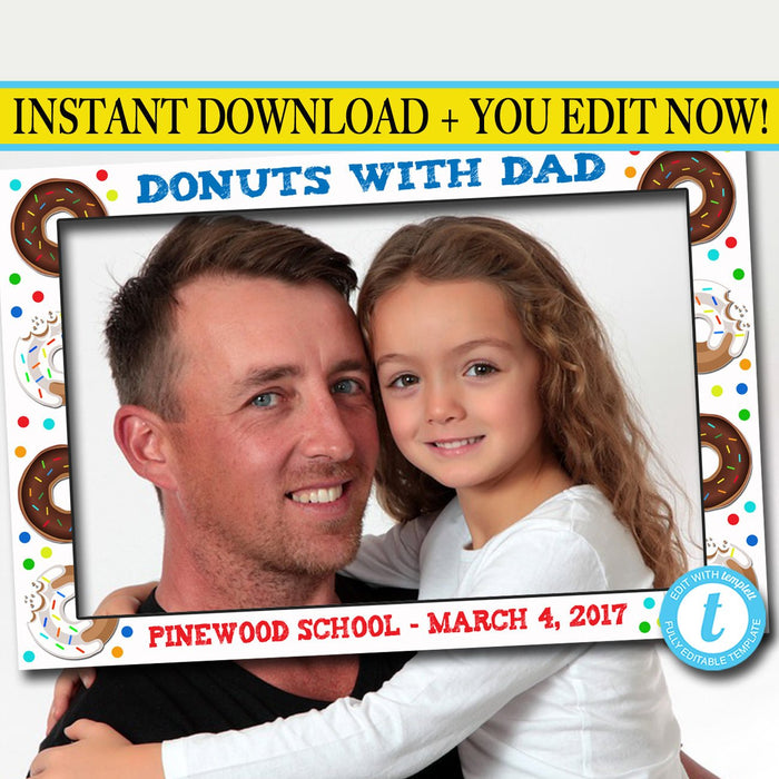 Donut Party Photo Frame Photo Booth Prop - Donuts With Dad School Event