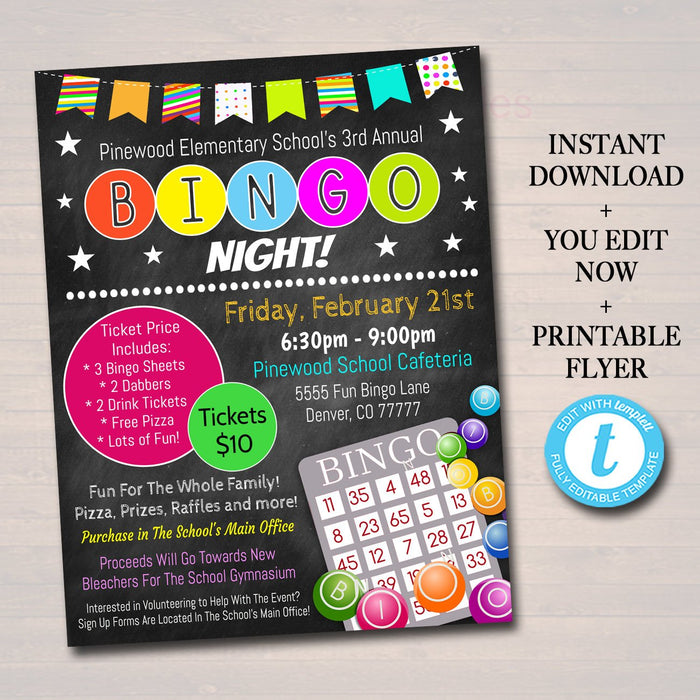 Bingo Night Event Flyer - Editable DIY Template